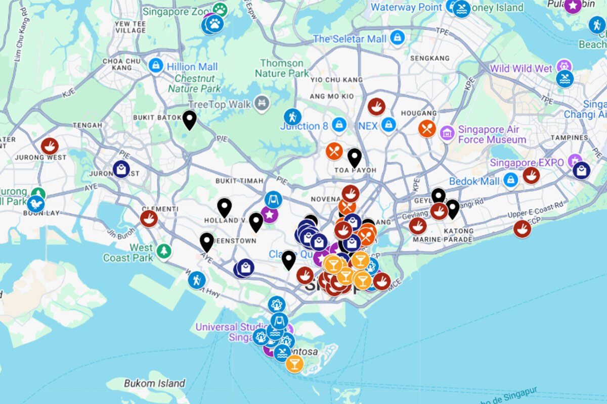 Mapa turístico de Singapur